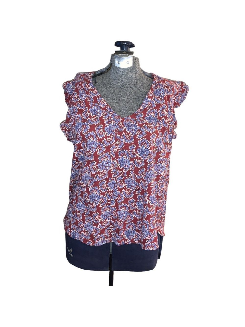Lucky Brand Floral V-Neck Top Medium